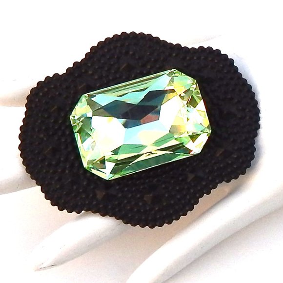 GASOLINE GLAMOUR FORTUNE TELLER LIME RECTANGLE MAXI STONE RING - Picture 3 of 3